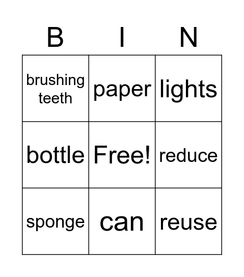 Earth Day Bingo Card