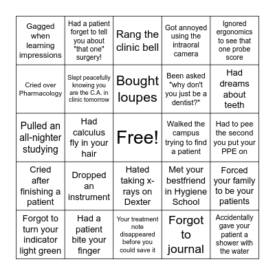 RDH GRAD BINGO Card