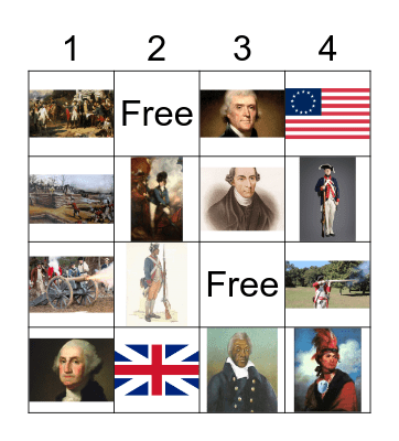 American Revolutionary War Bingo Card