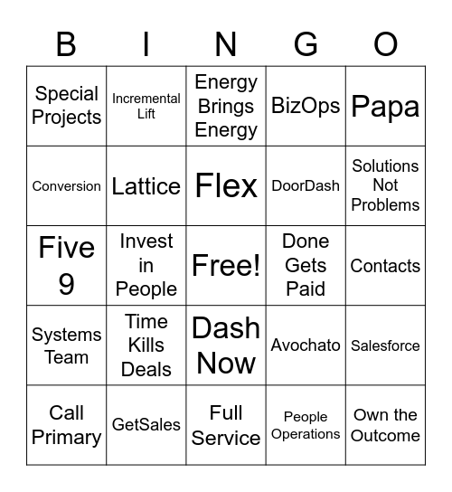 GetSales Bingo Card