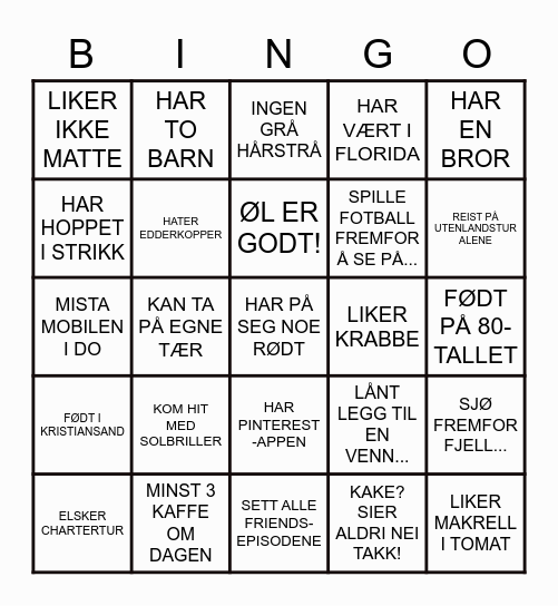 Lisbeth 40 somre! Bingo Card