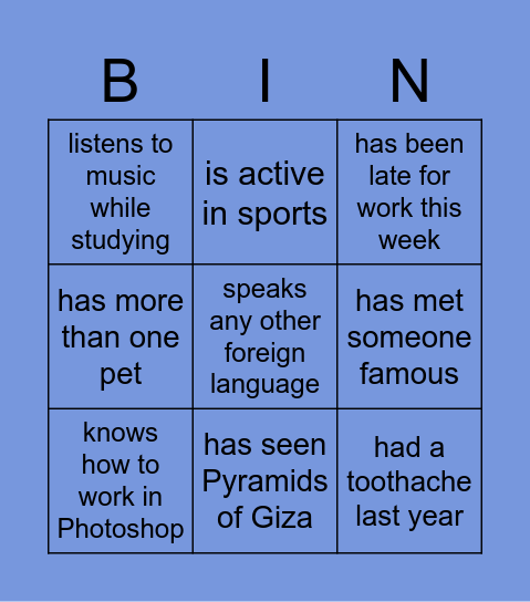 Indirect questions Bingo Card