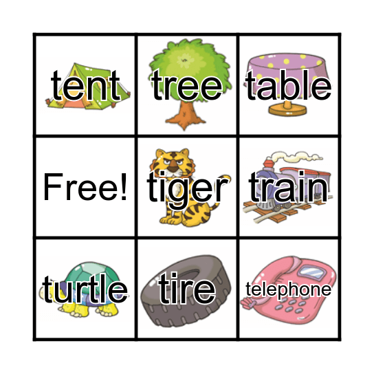 Phonics 2 - unit 1    T t Bingo Card