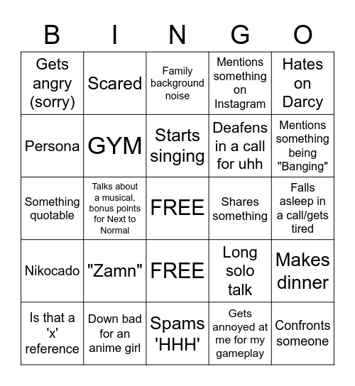 Laura Bingo Card