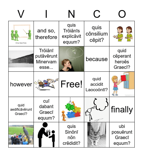 equus Troianus vocab and questions Bingo Card