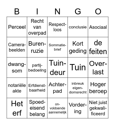 Rijdende rechter / Recht van overpad Bingo Card