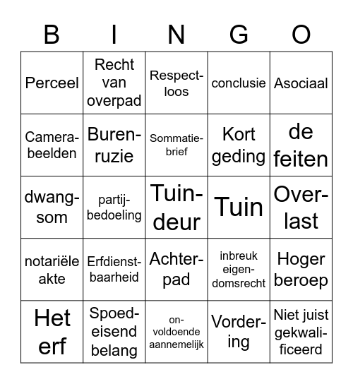 Rijdende rechter / Recht van overpad Bingo Card