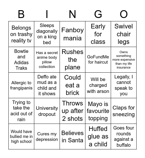 Clout Gang Bingo Card