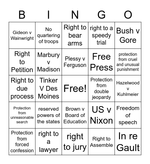 Unit 5 Bingo Card