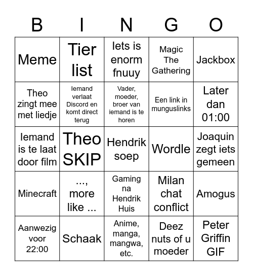 Gamingo bingo kaart Bingo Card