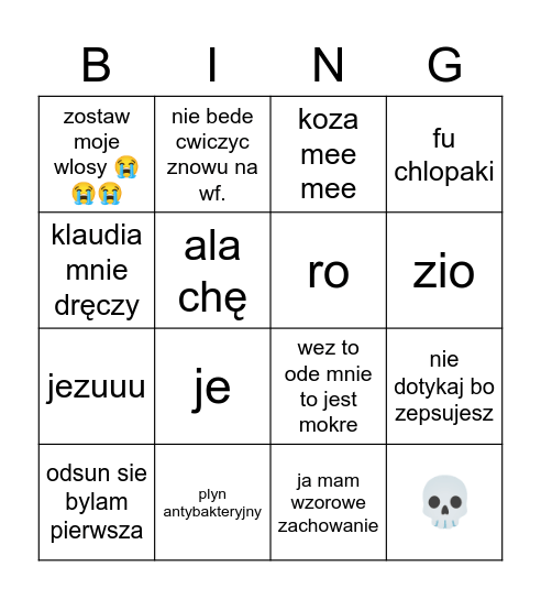 Jeziorowskie Bingo Card