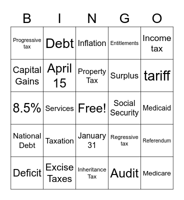 Chapter 12 Paying for Government Review Bingo Card