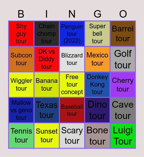 Tour concepts 1 for mkt Bingo Card