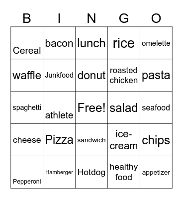 Fav food, I got cha Bingo Card