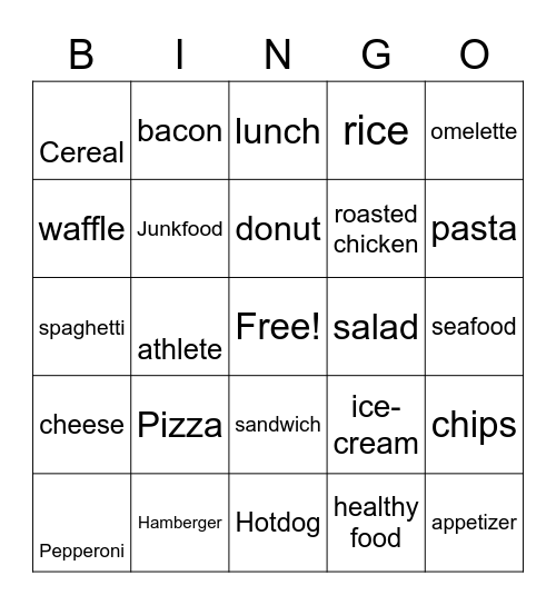 Fav food, I got cha Bingo Card