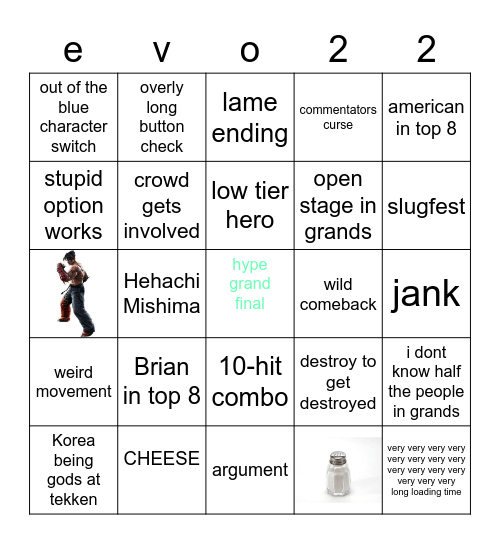 evo tekken top 8 bingo Card