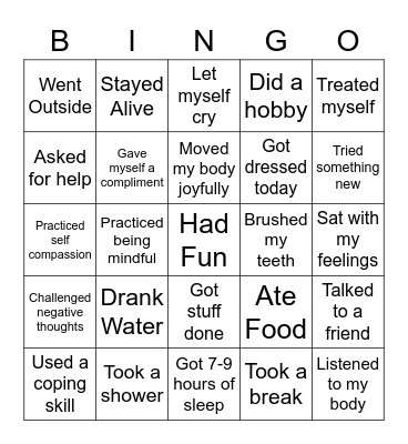 SELF-CARE BINGO Card