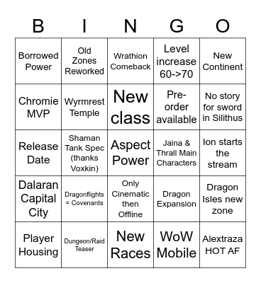 10.0 Reveal Bingo Card