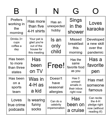 Icebreaker Bingo: Find Someone Who Bingo Card