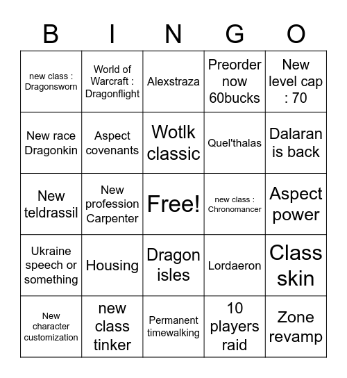 19th Wow 9th xpac reveal Bingo Card