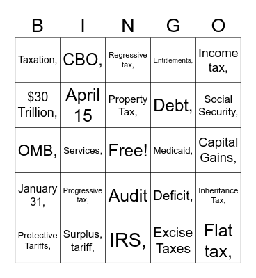 Chapter 12 Paying for Government Bingo Card