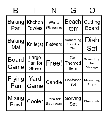 Rachel's Bridal Shower BINGO Card