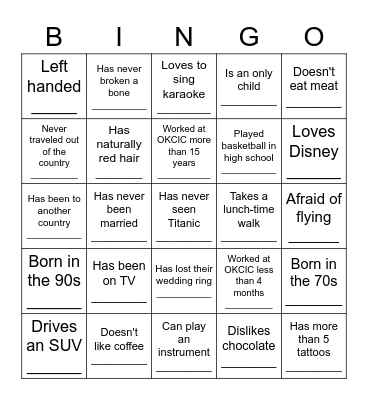 Find Someone Who... Bingo Card