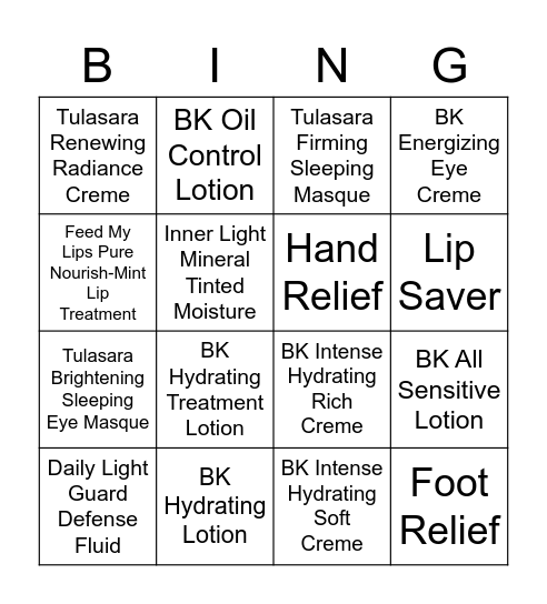 Protection Products Bingo Card