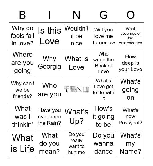 Question from Songs Bingo Card