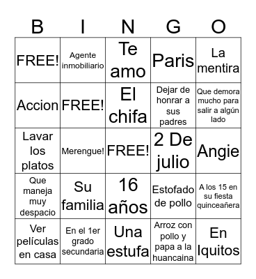 ¿Cuanto conoces a Jhoa? Bingo Card
