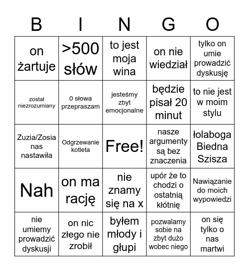 Grzybotok Bingo Card