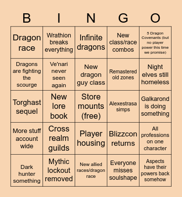 10.0 Patch Announcement Bingo Card