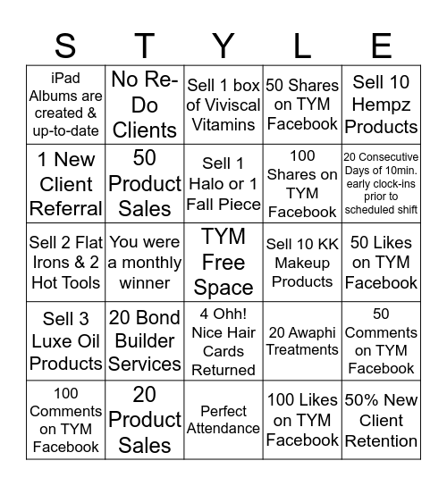 Tame Your Mane 20th Anniversary Bingo Card