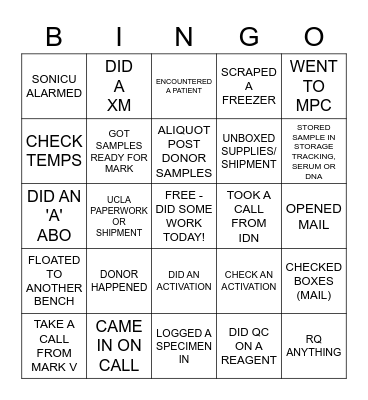 LAB WEEK BINGO Card