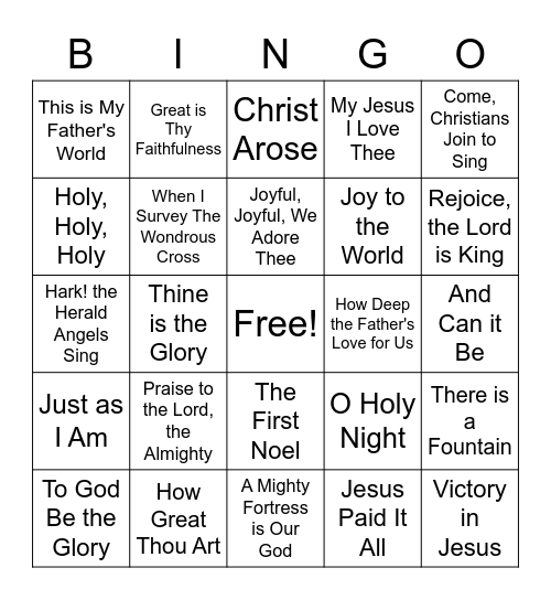 Name that Hymn Bingo Card