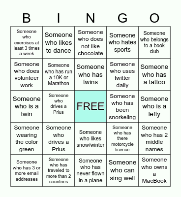 ICEBREAKER BINGO! Bingo Card