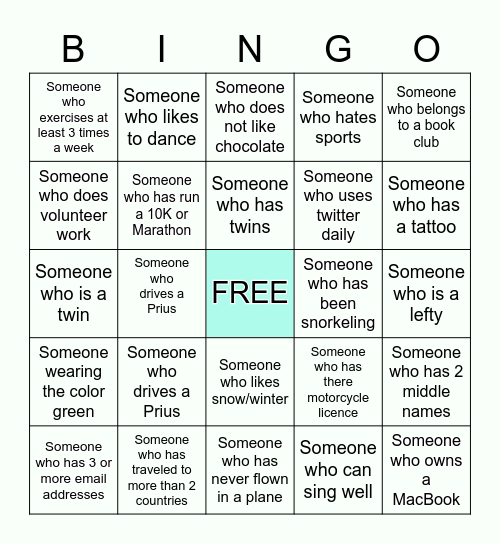 ICEBREAKER BINGO! Bingo Card