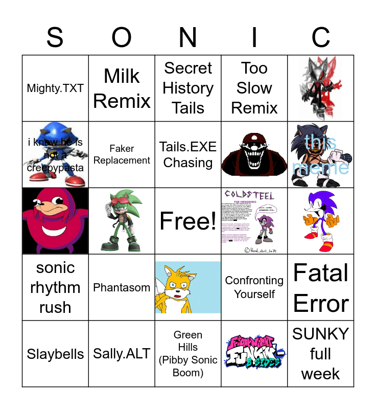 Sonic.EXE 3.0 Bingo Card