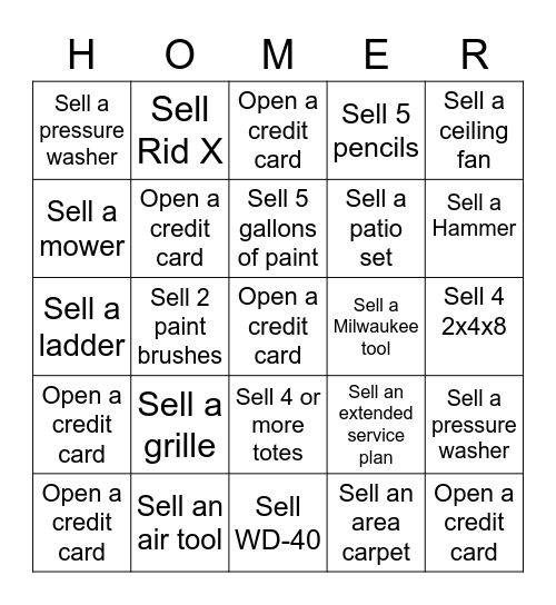 Depot Bingo! Bingo Card