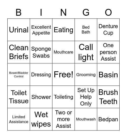April-May 2022 (ADLs) Bingo Card
