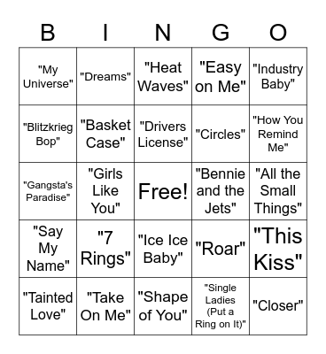 Music Bingo! Bingo Card