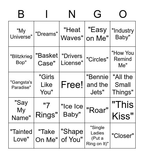 Music Bingo! Bingo Card