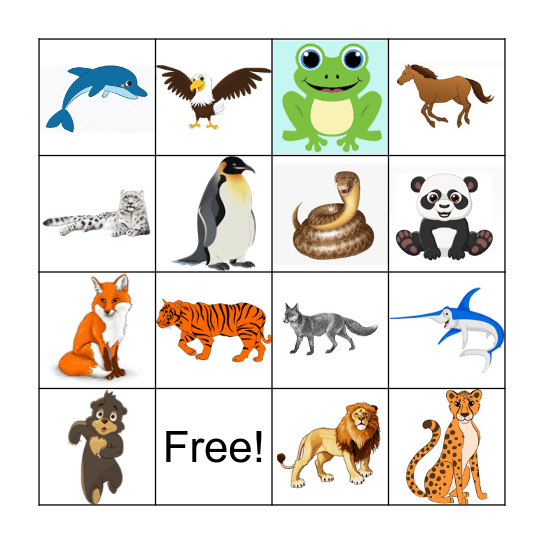 Animales Bingo Card