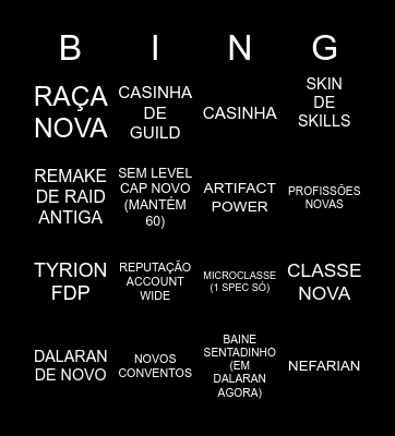 Anúncios do Dragonflight Bingo Card