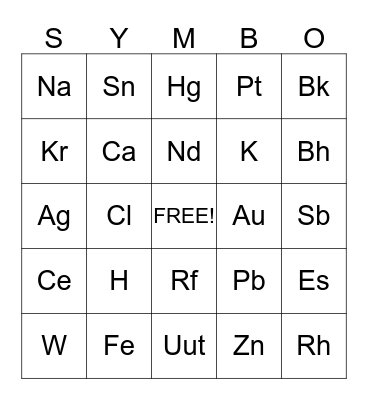 CHEMISTRY Bingo Card