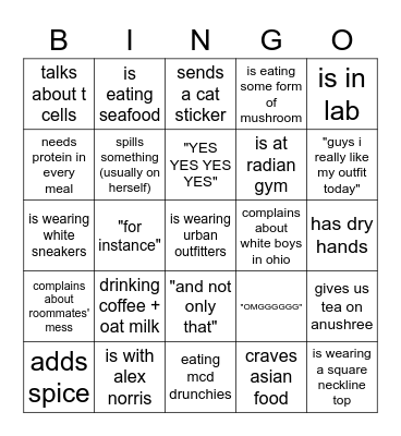 Christy Wu Bingo Card