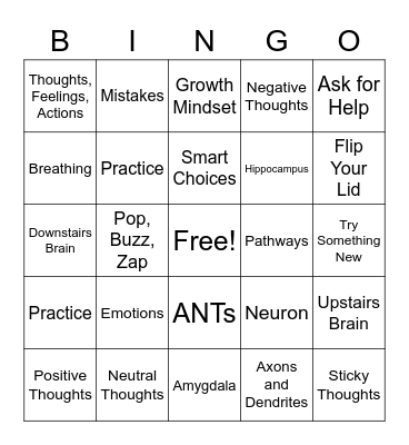 Mindful Moment Bingo Card
