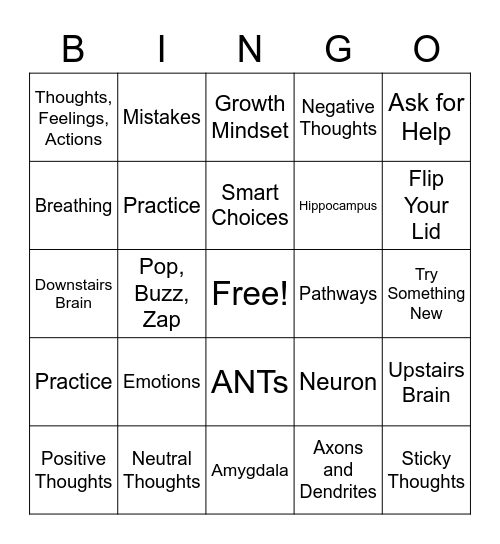 Mindful Moment Bingo Card