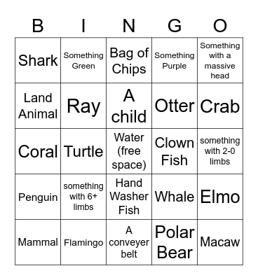 Sea World Find 'Em! Bingo Card