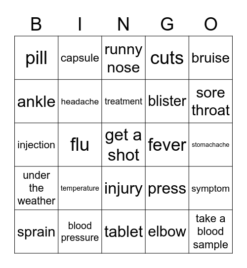 i dont feel well Bingo Card